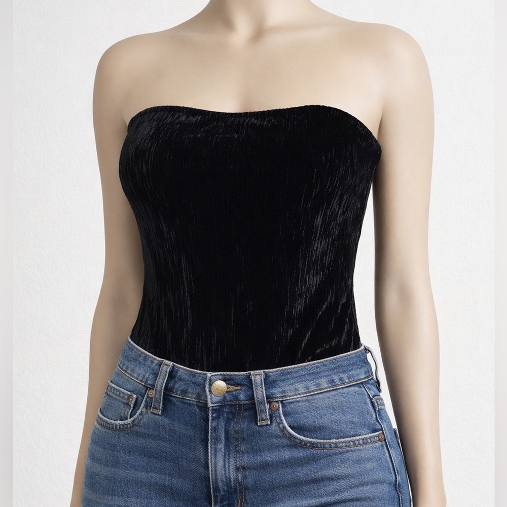 aked Wardrobe XS Black Strapless Bodysuit Black Sleeveless